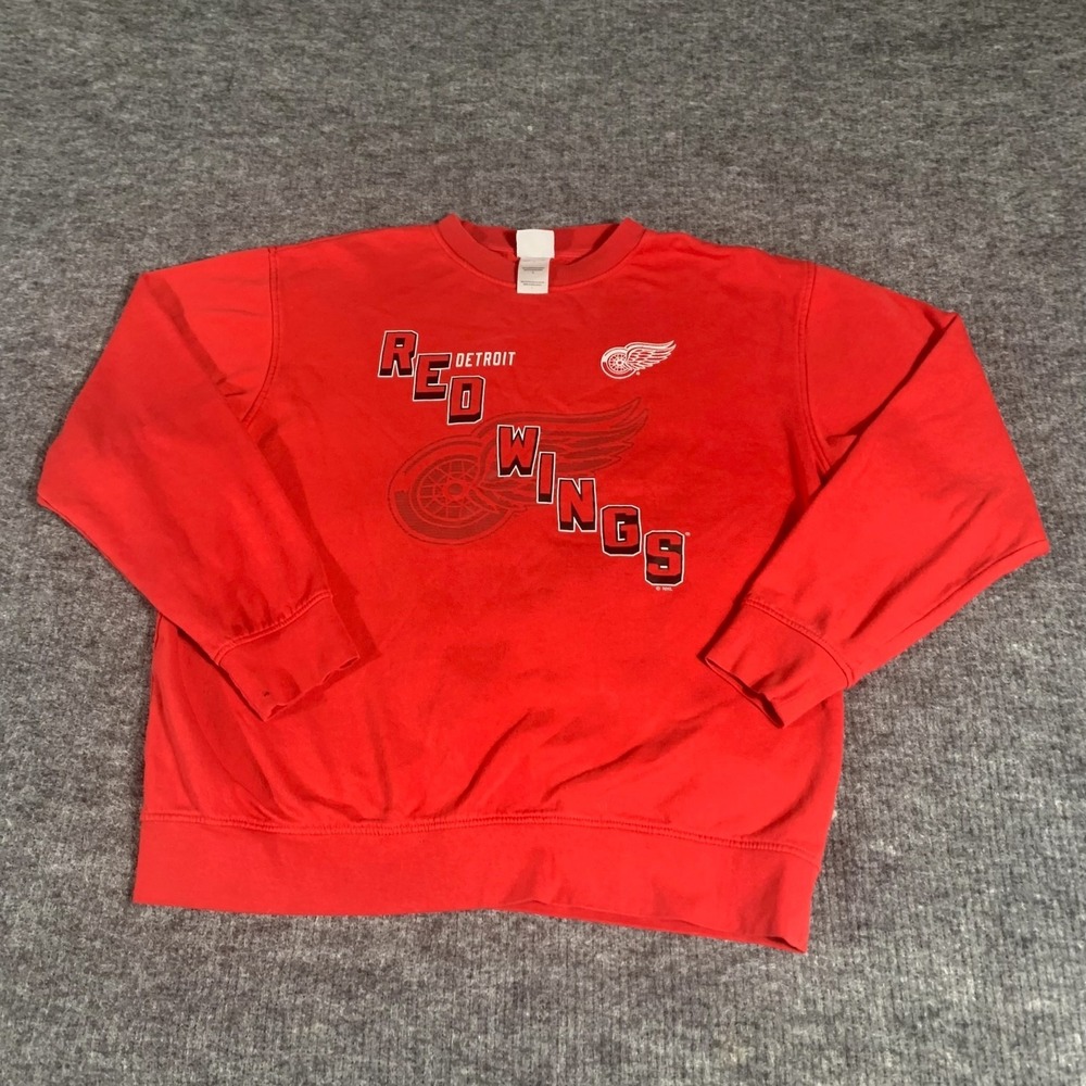 Detroit Red Wings Sweatshirt Mens Large Red Pullover Crewneck NHL Hockey Modern